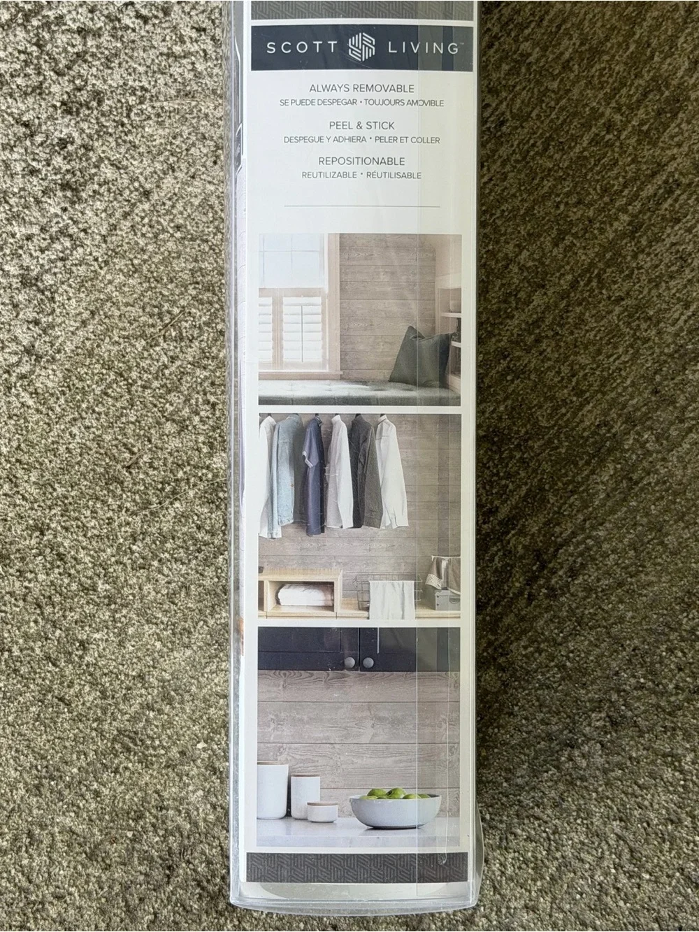 Scott Living Self Adhesive NuWallpaper Urban Shiplap Grey Textured Wallpaper NIB
